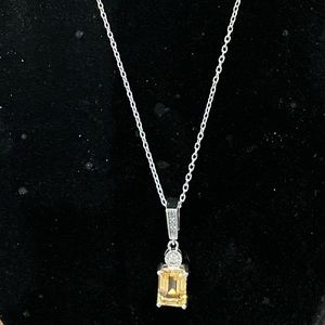 Vintage design sterling CZ and yellow topaz 18” necklace